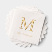 Monogram Initiaal met namen Gold Wedding Napkins Folie Servetten (Insitu (Gestapeld))