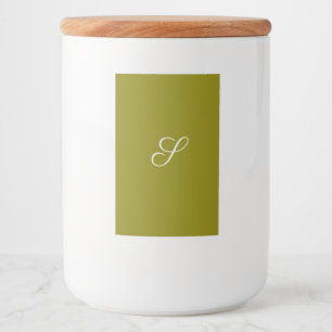 Monogram initiaal minimalistische saliegroen voedselcontainer etiket
