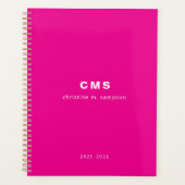 Monogram Initiaal Modern Bright Pink Planner (Voorkant)
