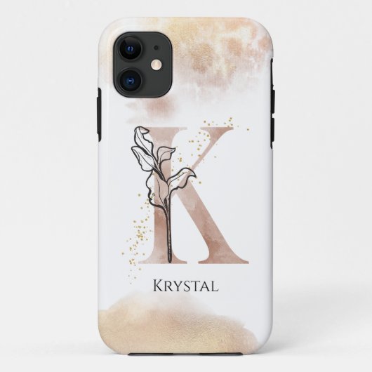Monogram Initiaal Modern Letter K Boho gepersonali Case-Mate iPhone Case (Achterkant)