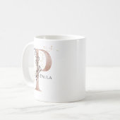 Monogram Initiaal Modern Letter P Boho gepersonali Koffiemok (Voorkant links)