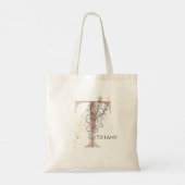 Monogram Initiaal Modern Letter T Boho gepersonali Tote Bag (Achterkant)