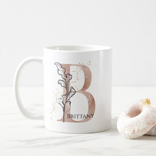 Monogram Initiaal Moderne Letter B Boho Persoonlij Koffiemok (Met donut)