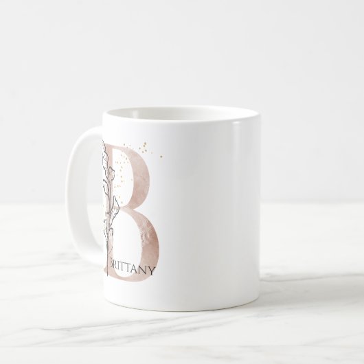 Monogram Initiaal Moderne Letter B Boho Persoonlij Koffiemok (Voorkant links)