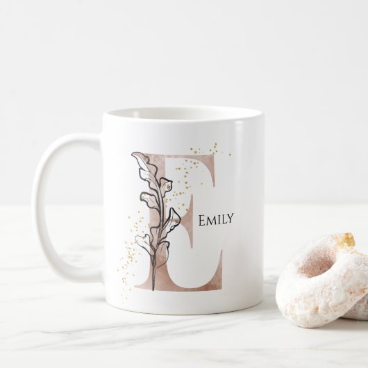 Monogram Initiaal Moderne Letter E Boho Gepersonal Koffiemok (Met donut)