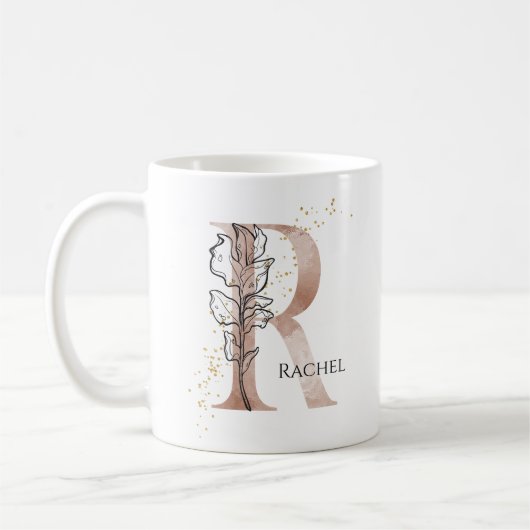Monogram Initiaal Moderne Letter R Boho Persoonlij Koffiemok (Links)