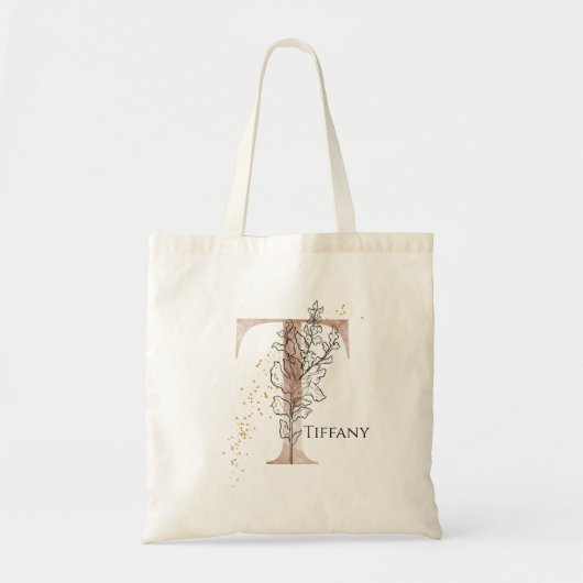 Monogram Initiaal Moderne Letter T Boho Gepersonal Tote Bag (Voorkant)
