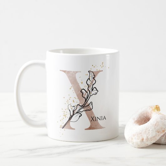 Monogram Initiaal Moderne Letter X Boho Gepersonal Koffiemok (Met donut)