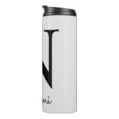 Monogram Initiaal N roze Boho Floral Thermosbeker (Geroteerd rechts)