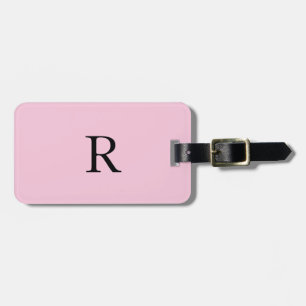 Monogram Initiaal Naam Black Pastel Pink Cute Cute Bagagelabel