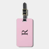 Monogram Initiaal Naam Black Pastel Pink Cute Cute Bagagelabel (Voorkant verticaal)