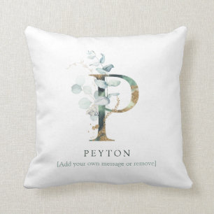 Monogram Initiaal Naam Botanische Chic Gold Letter Kussen