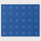 Monogram Initiaal naam Deep Blue Unique Minimalist Cadeaupapier (Vlak)