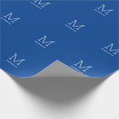 Monogram Initiaal naam Deep Blue Unique Minimalist Cadeaupapier (Hoek)