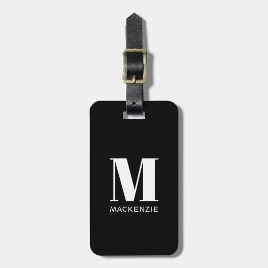 Monogram Initiaal Naam Eenvoudig Bagagelabel (Voorkant verticaal)