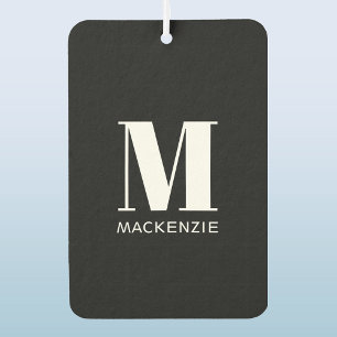 Monogram Initiaal Naam Eenvoudig Zwart en Wit Luchtverfrisser