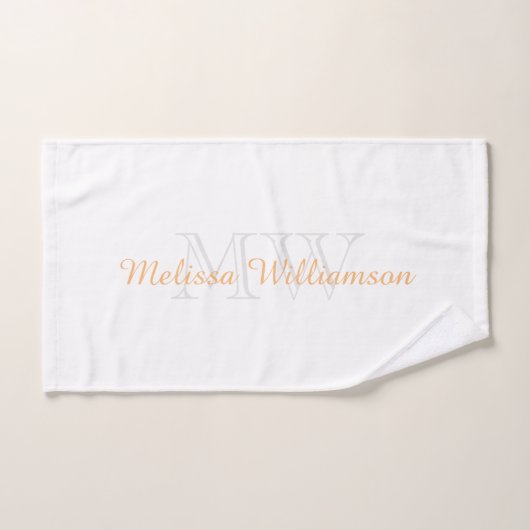 Monogram Initiaal Naam Manuscript Geel Goud Wit Bad Handdoek (Handdoek)
