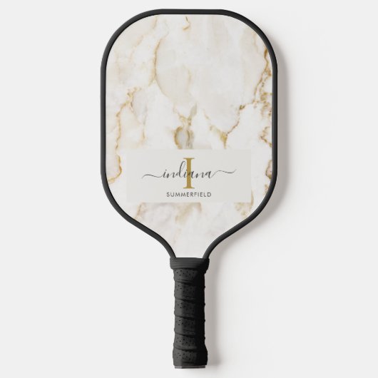 Monogram Initiaal Naam Marmer Script Pickleball Paddle (Voorkant)