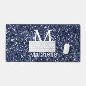 Monogram Initiaal naam Navy Glitter Bureaumat (Keyboard & Muis)
