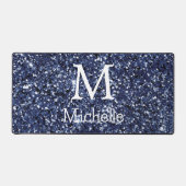 Monogram Initiaal naam Navy Glitter Bureaumat (Voorkant)