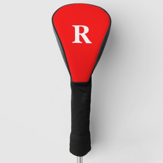 Monogram Initiaal Naam Rood wit Helderkleurig Golfheadcover (Voorkant)