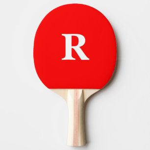 Monogram Initiaal Naam Rood wit Helderkleurig Tafeltennisbatje