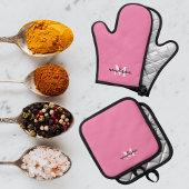 Monogram Initiaal naam roze Ovenwant & Pannenlap Set