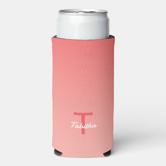 Monogram Initiaal Naam Script Gradiënt Rood Wit (Seltzer Voorkant)