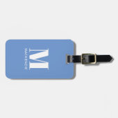 Monogram Initiaal Naam Simple Sky Blue Bagagelabel (Voorkant horizontaal)