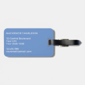 Monogram Initiaal Naam Simple Sky Blue Bagagelabel (Achterkant horizontaal)