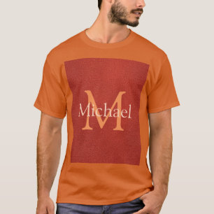 Monogram Initiaal naam Sjabloon Mannen lederen loo T-shirt