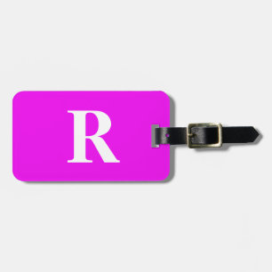 Monogram Initiaal naam Sjabloon Paarse Wit Schatti Bagagelabel