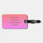 Monogram Initiaal Naam Sjabloon Roos Roze Glitter Bagagelabel (Achterkant horizontaal)