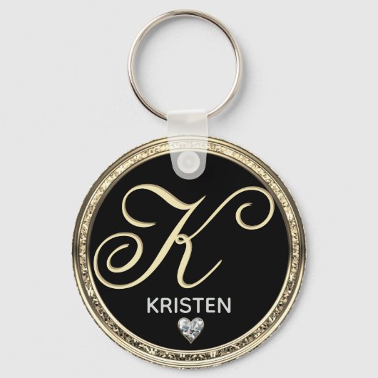 Monogram Initiaal Naam Sleutelhanger (Voorkant)