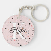 Monogram Initiaal Naam Terazzo AcrylSleutelhanger Sleutelhanger (Achterkant)