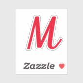 Monogram Initiaal Naam Vet, helder rood, stijlvol Sticker (Vel)