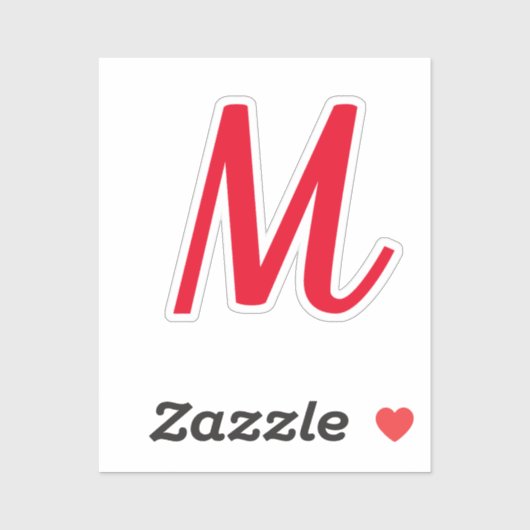 Monogram Initiaal Naam Vet, helder rood, stijlvol Sticker (Vel)