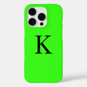 Monogram Initiaal Neon Groen Effen Kleur Trendy iPhone 16 Pro Hoesje