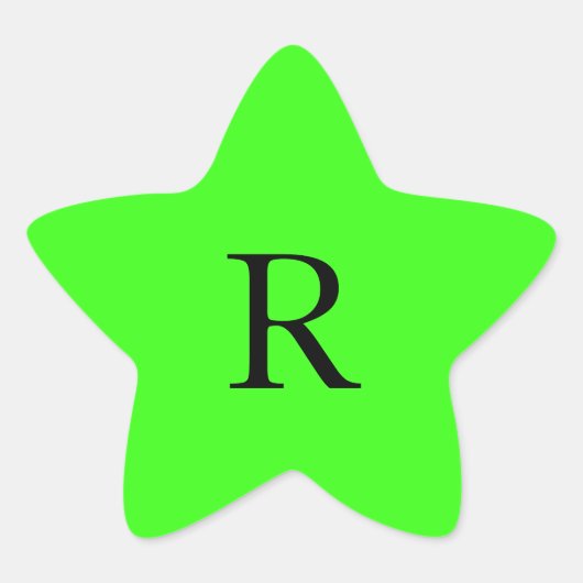 Monogram Initiaal Neon Groen Stevige Kleurrijke Kl Ster Sticker (Voorkant)