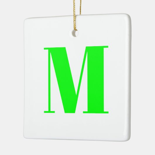 Monogram initiaal neongroen wit aanpassen keramisch ornament (Links)
