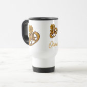 Monogram Initiaal O Gouden Pioen Personalized Reisbeker (Voorkant links)