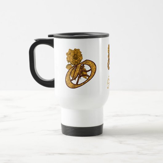 Monogram Initiaal O Gouden Pioen Personalized Reisbeker (Links)
