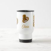Monogram Initiaal O Gouden Pioen Personalized Reisbeker (Center)
