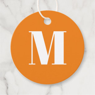 Monogram initiaal oranje wit cadeau aanpassen bedankjes labels