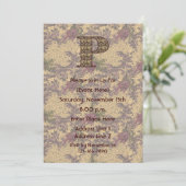 Monogram Initiaal P Elegant Floral Invite Kaart (Staand voorkant)