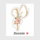 Monogram Initiaal P Goud Glitter Pioen Roos Bloeme Sticker (Vel)