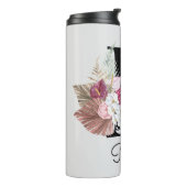 Monogram Initiaal P Pink Boho Floral Thermosbeker (Gedraaid links)