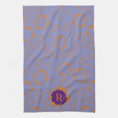 Monogram Initiaal Paarse Oranje vierkantscirkels K Theedoek (Verticaal)