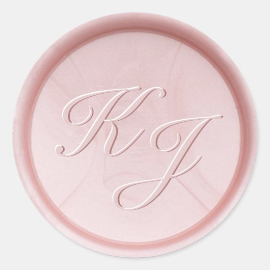 Monogram Initiaal Pearl Pink Wax Seal Sticker (Voorkant)