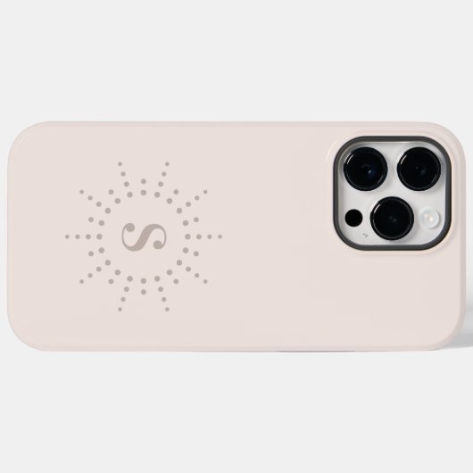 Monogram initiaal radiale zonnestraal gedempt roze Case-Mate iPhone case (Achterkant (horizontaal))